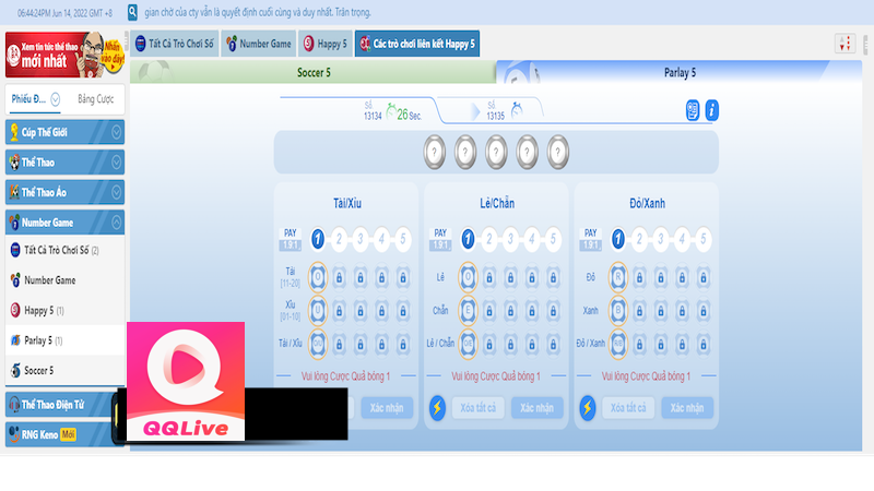 Tải App QQlive - Chơi Parlay 5 Cực Sung Cùng Bạn Hữu 3 Cách chơi Parlay 5 trên QQlive