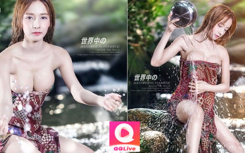 App QQlive Trình Làng Bộ Ảnh Người Đẹp Barbie Mozz Tắm Suối Khoe Vòng 1 Siêu To Khổng Lồ 1 app QQlive