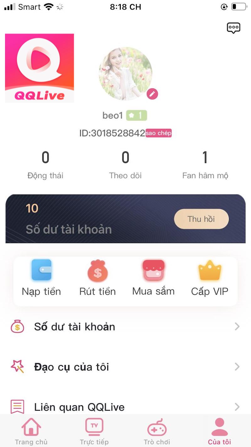 App QQlive - Hướng Dẫn Quản Lý Tài Khoản Cá Nhân Mới Nhất 2023 1 Quản lý tài khoản cá nhân trên QQlive